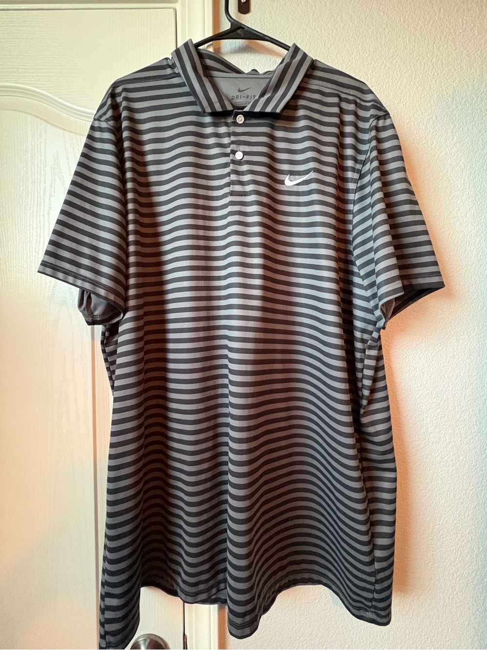 Nike Gray and Black Striped Dri-FIT Polo XXL-Tall